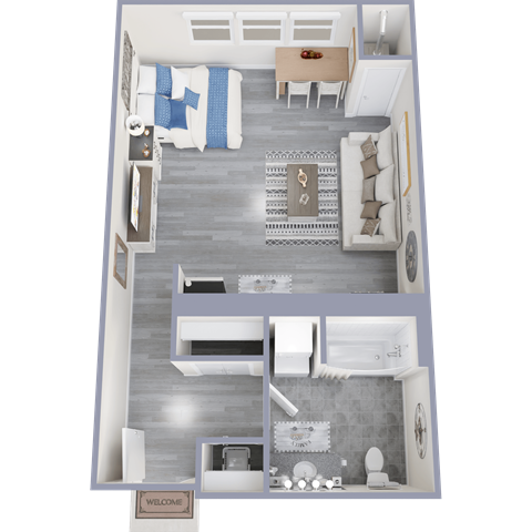 Floor plan for studio, 1 bath, 525 sqft